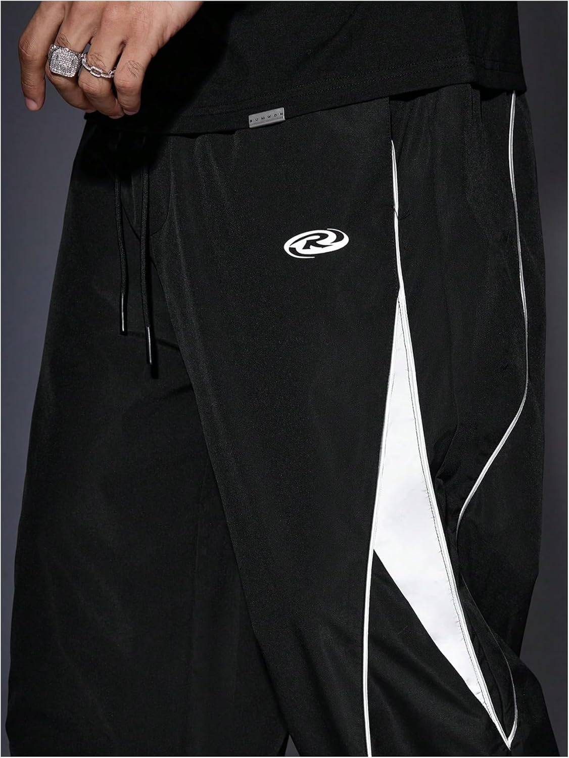 Men's Cross Graphic Track Pants Y2k Drawstring Waist Stacked Joggers with Pocket