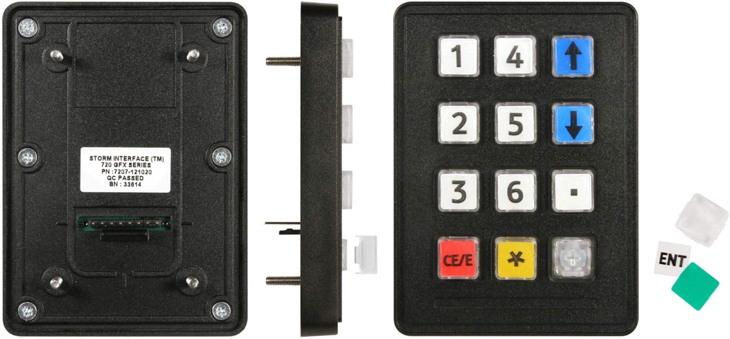 2-3/4" x 15/32" x 3-25/32" USB Illuminated Keypad Industrial Keypad; Keys: 12-720 GFX 12 KEY