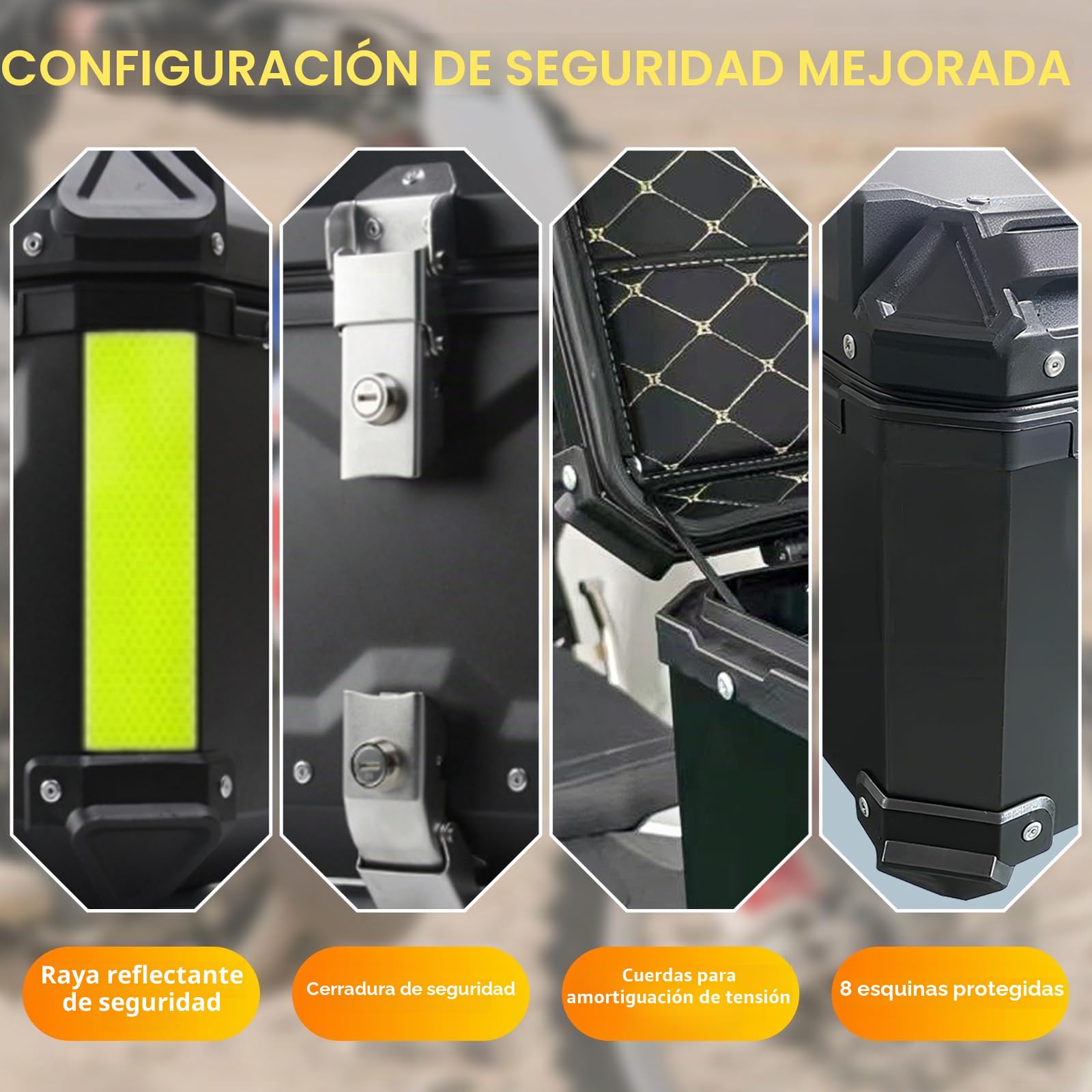 Baúl Moto 65L Universal de Aluminio – Impermeable IP68, Cofre Trasero Antirrobo para 2 Cascos, con Desmontaje Rápido para la mayoría de Motos & Scooter