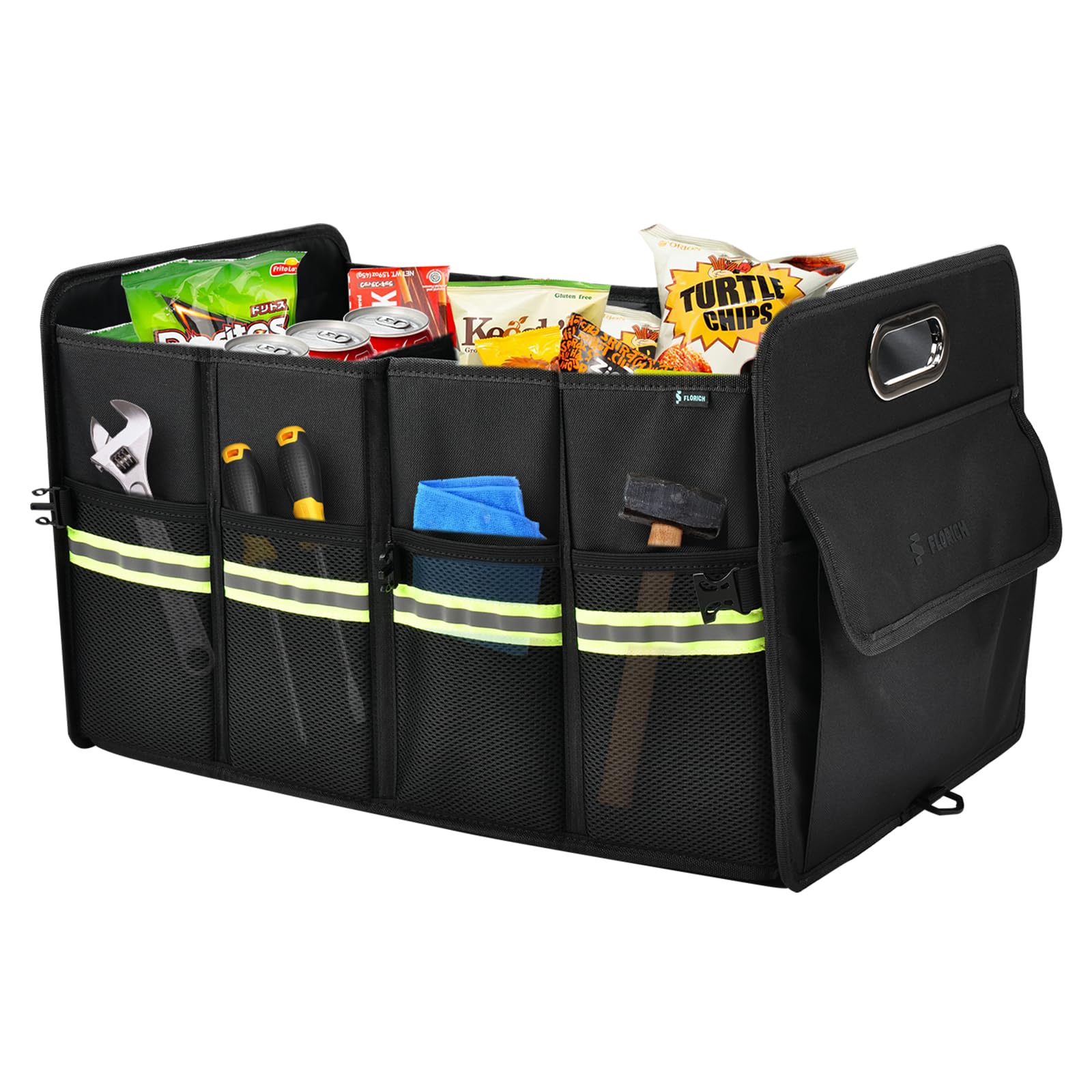 FLORICH Trunk Organizer for Suv, Premium Waterproof Car Organizers and Storage, Collapsible Multi-Compartment Truck Organizer Back Seat Storage for