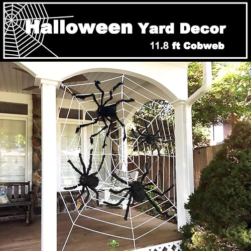 Miniatura 2 de Decoraciones de araña de Halloween, juego de araña gigante aterradora de Aitey con 4 arañas falsas grandes, tela de araña, 20 arañas pequeñas de