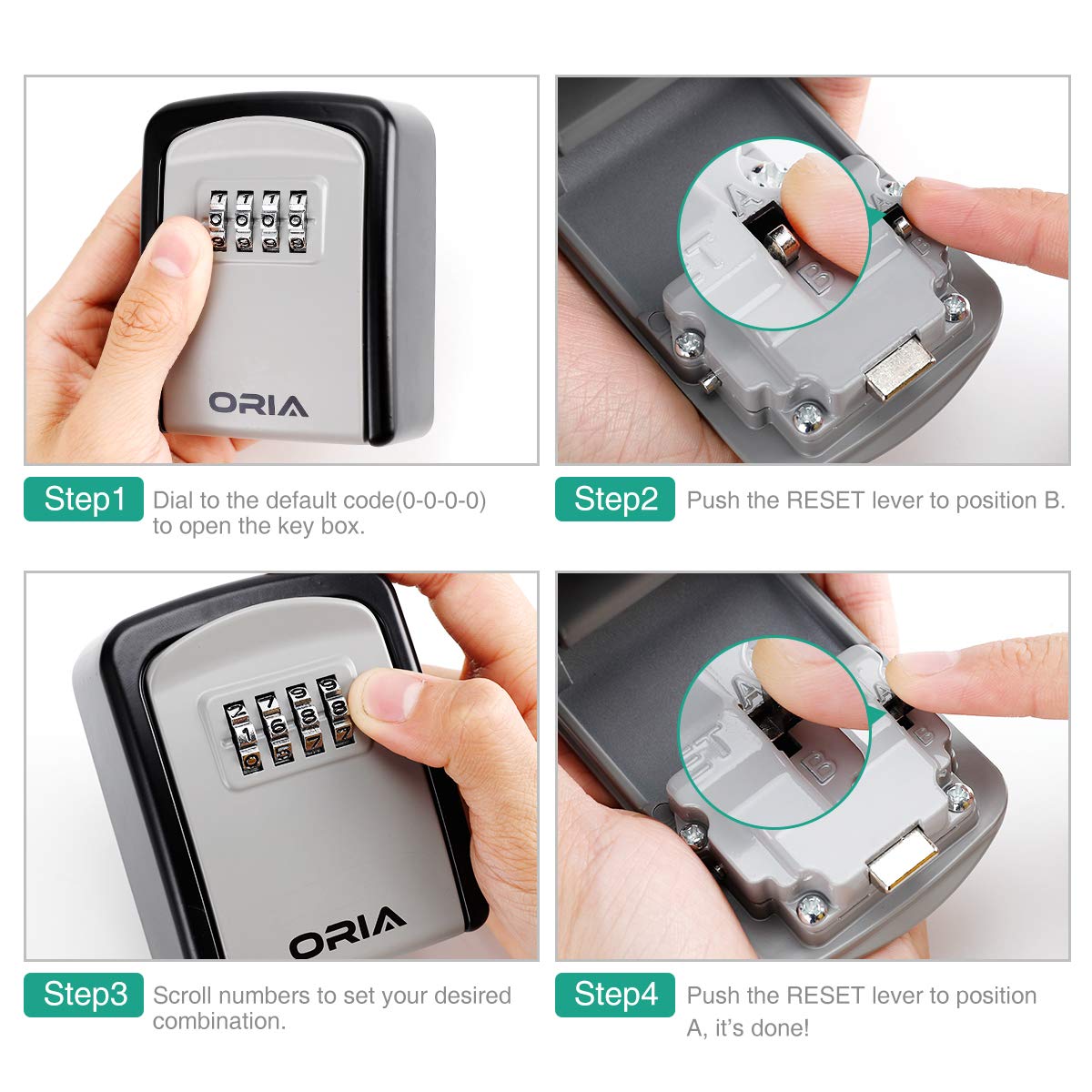 ORIA Key Lock Box, Key Safe Box, 4 Digit Combination Key