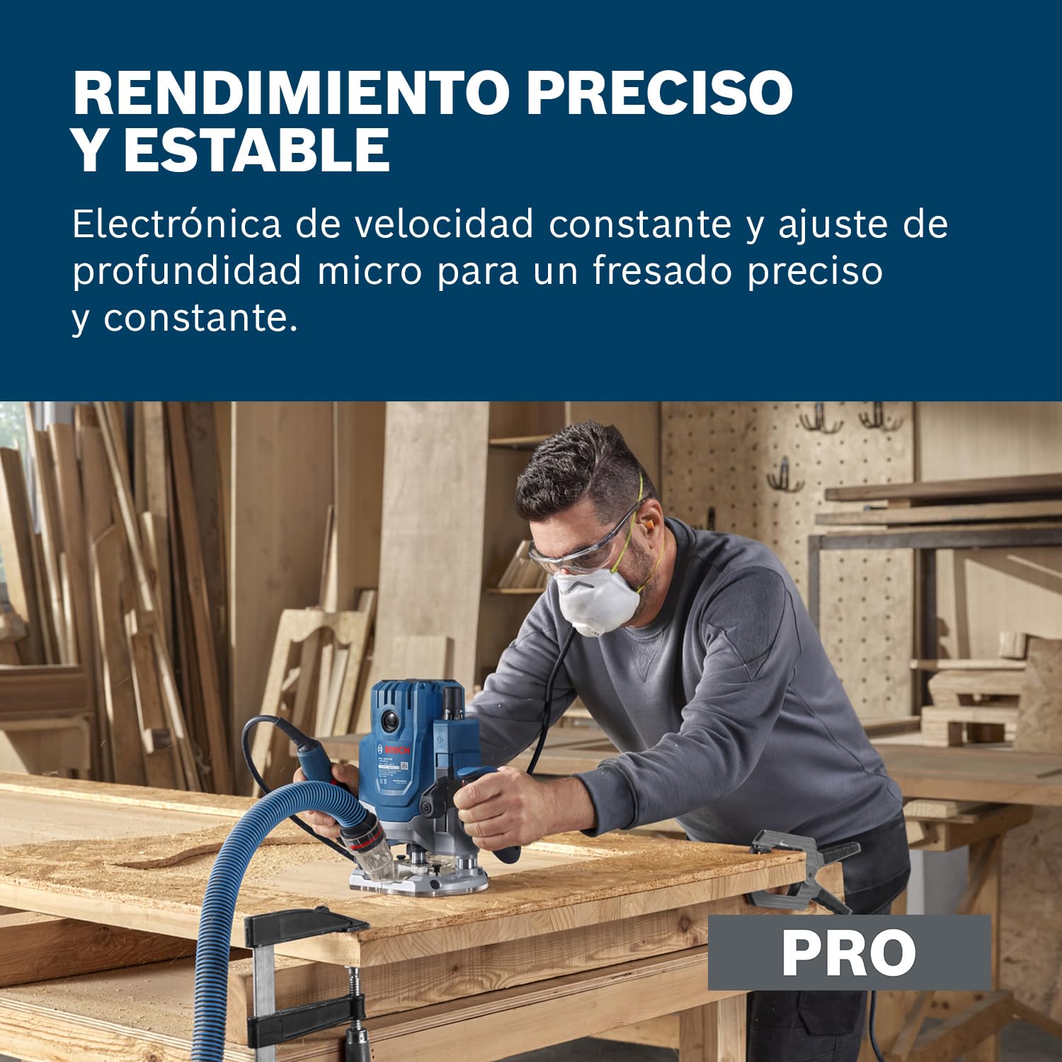 Bosch Professional fresadora con cable GOF 20-12 (potencia de 2000 W, incl., guía paralela, pasador de centrado, llave de vaso de 17/24 mm, set de pinzas, guía de plantilla de 17 mm, en L-BOXX)