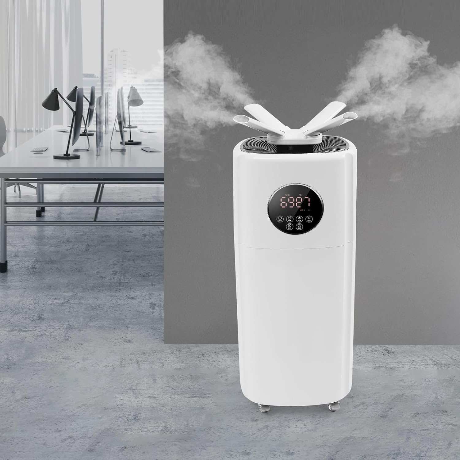 Commercial Humidifier,3 Speed Whole-House Style Humidifier,Adjustable Mist Output,for Home 3000 sq. ft, 5.5Gal Cool Mist Top Fill Humidifier Floor Humidifier 21L 2000ML/H Dual 360° Nozzles