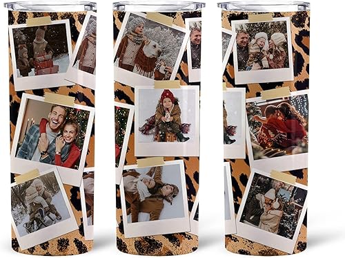 Vaso de leopardo con foto personalizada foto personalizada vaso de fotos personalizado regalo de café para mujer mamá amantes familia amigos vaso de