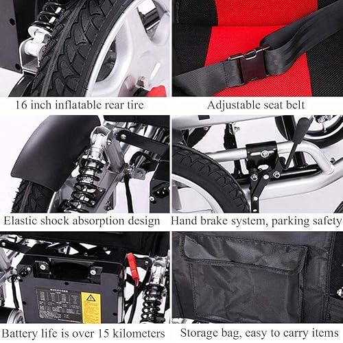 Miniatura 3 de NEOCHY Silla de ruedas portátil de moda, sillas de ruedas eléctricas autopropulsadas, plegable, automática, 4 redondas, para silla de ruedas