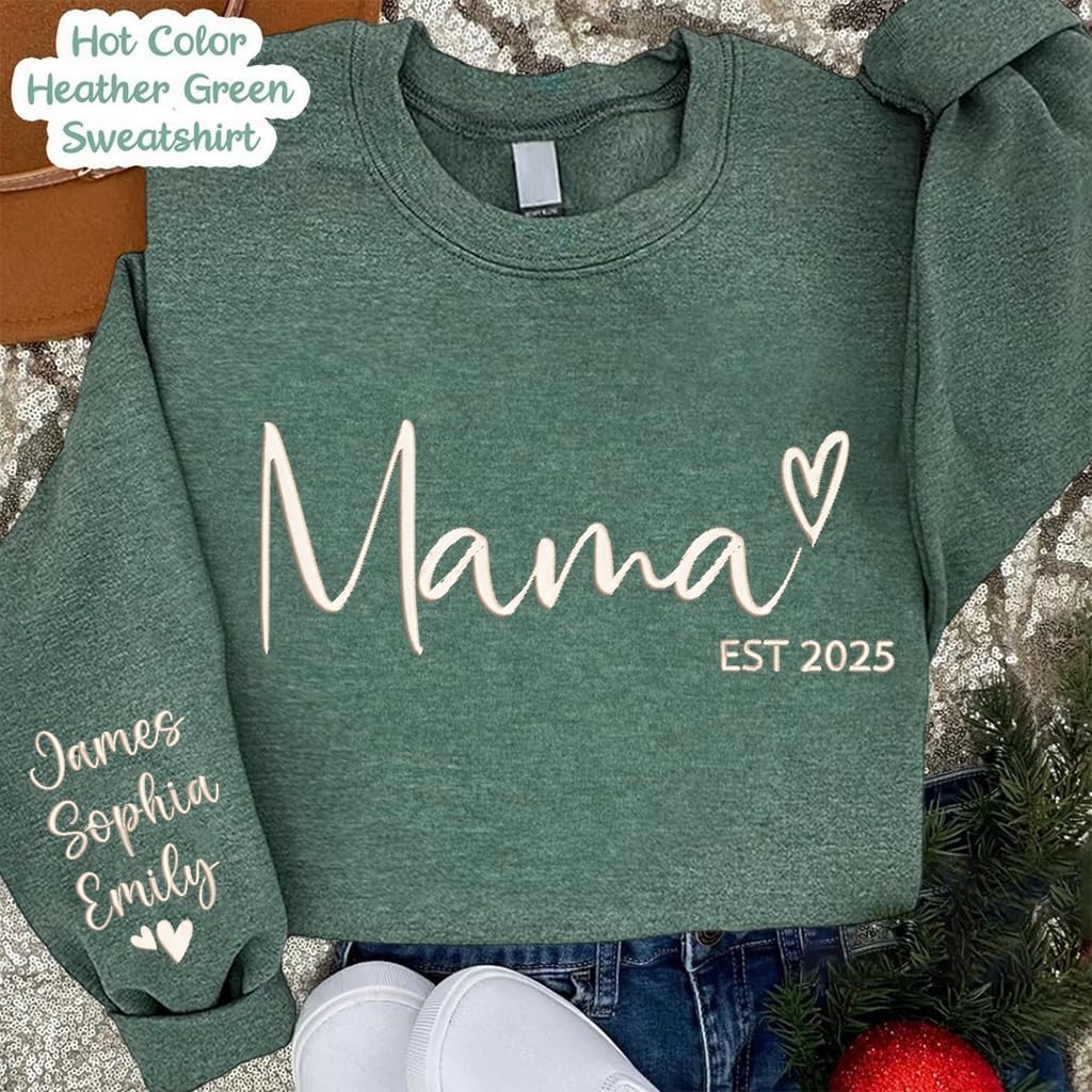 Custom Embroidered Grandma Sweatshirt, Personalized Nickname Embroidered Shirt, Christmas Mothers Day Shirt Gifts - Image 2