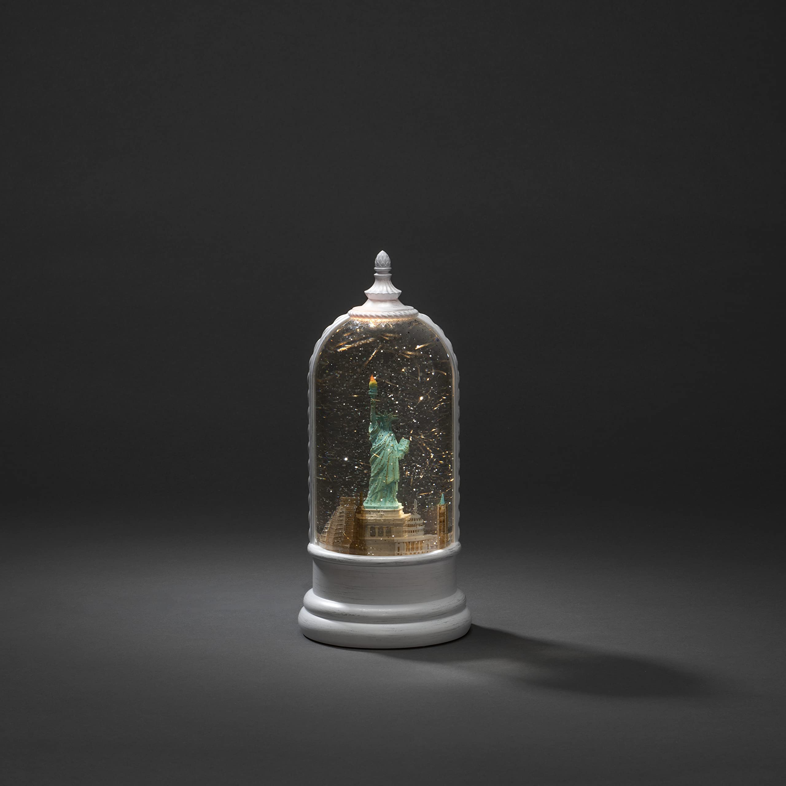 Konstsmide LED Wasserlaterne, "Freiheitsstatue", weiß, wassergefüllt, wählbare Energiefunktion, mit 5h Timer, 1 warm weiße Diode, batteriebetrieben & USB, Innen, 3 x C 1.5V (exkl.) - 4295-200