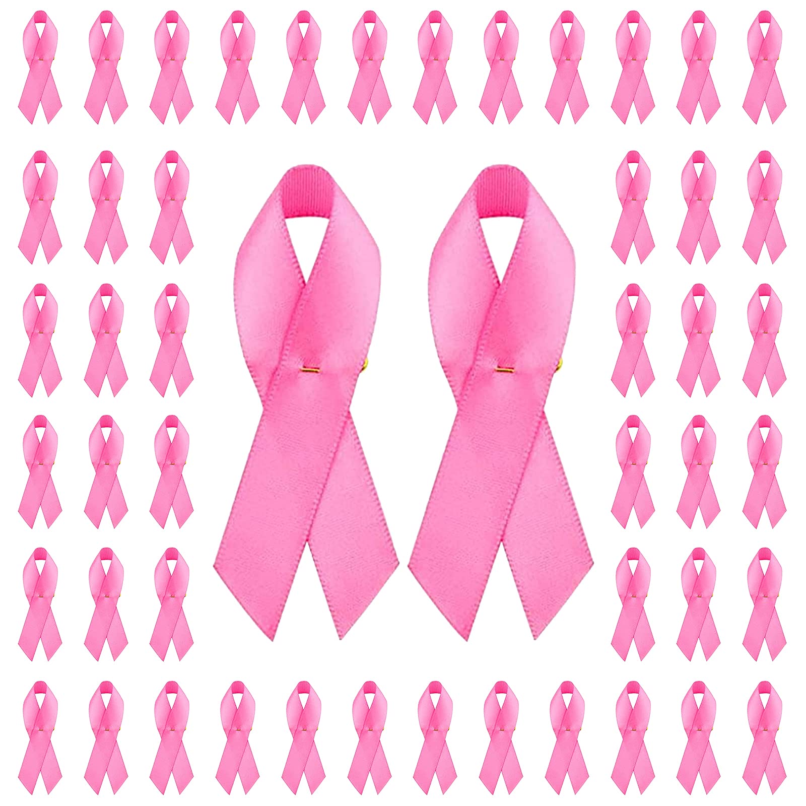 WANDIC Polyester Ribbon Satin Pins, Cancer Awareness Ribbon Pins Hope Faith Awareness Brooch for Party Event Supplies Clothing Decoration, 7.5cm
