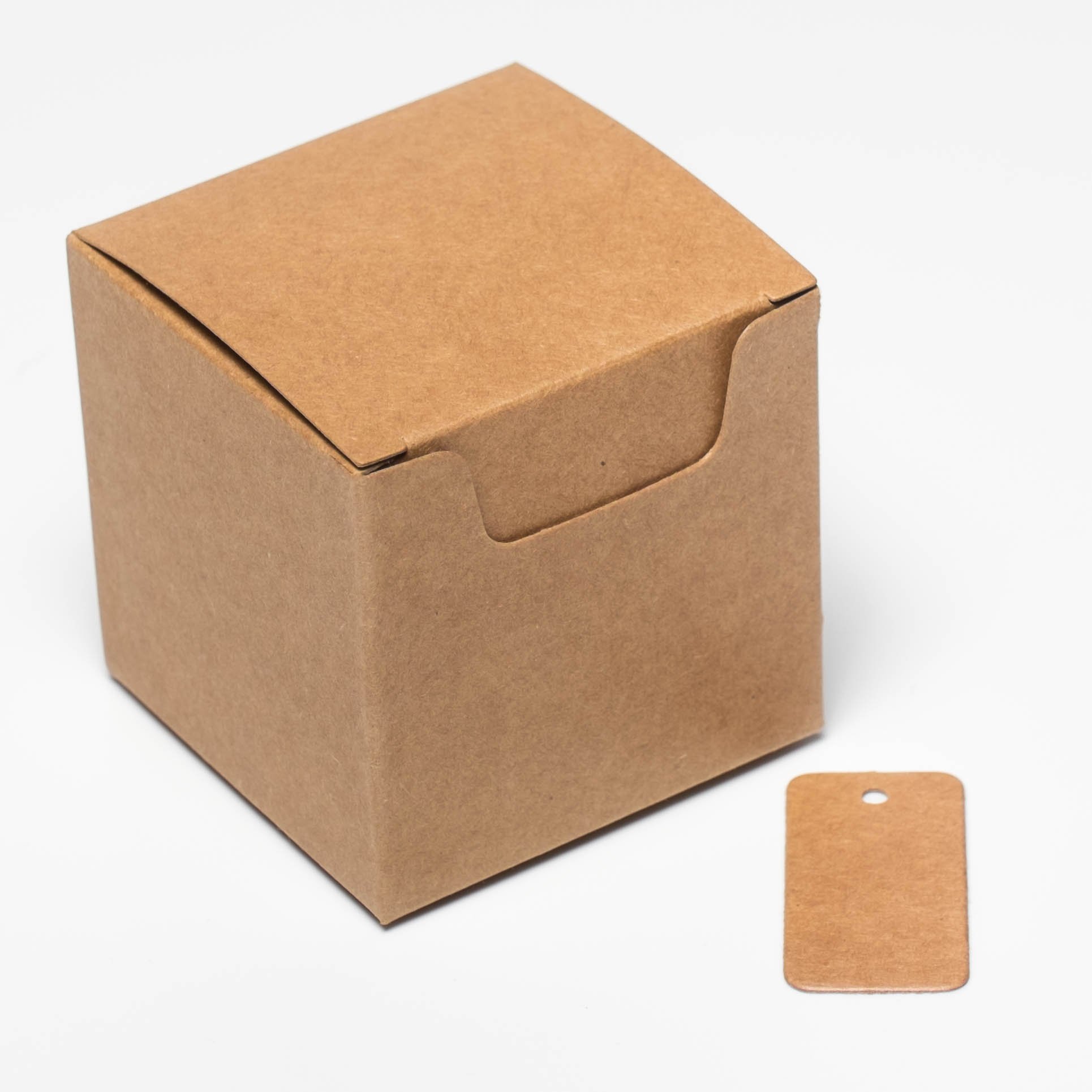 Box.it.pack.it Brown Pack Of 20 Kraft Natural Eco Gift Boxes | Free Tags (6X6x6cm Cube)