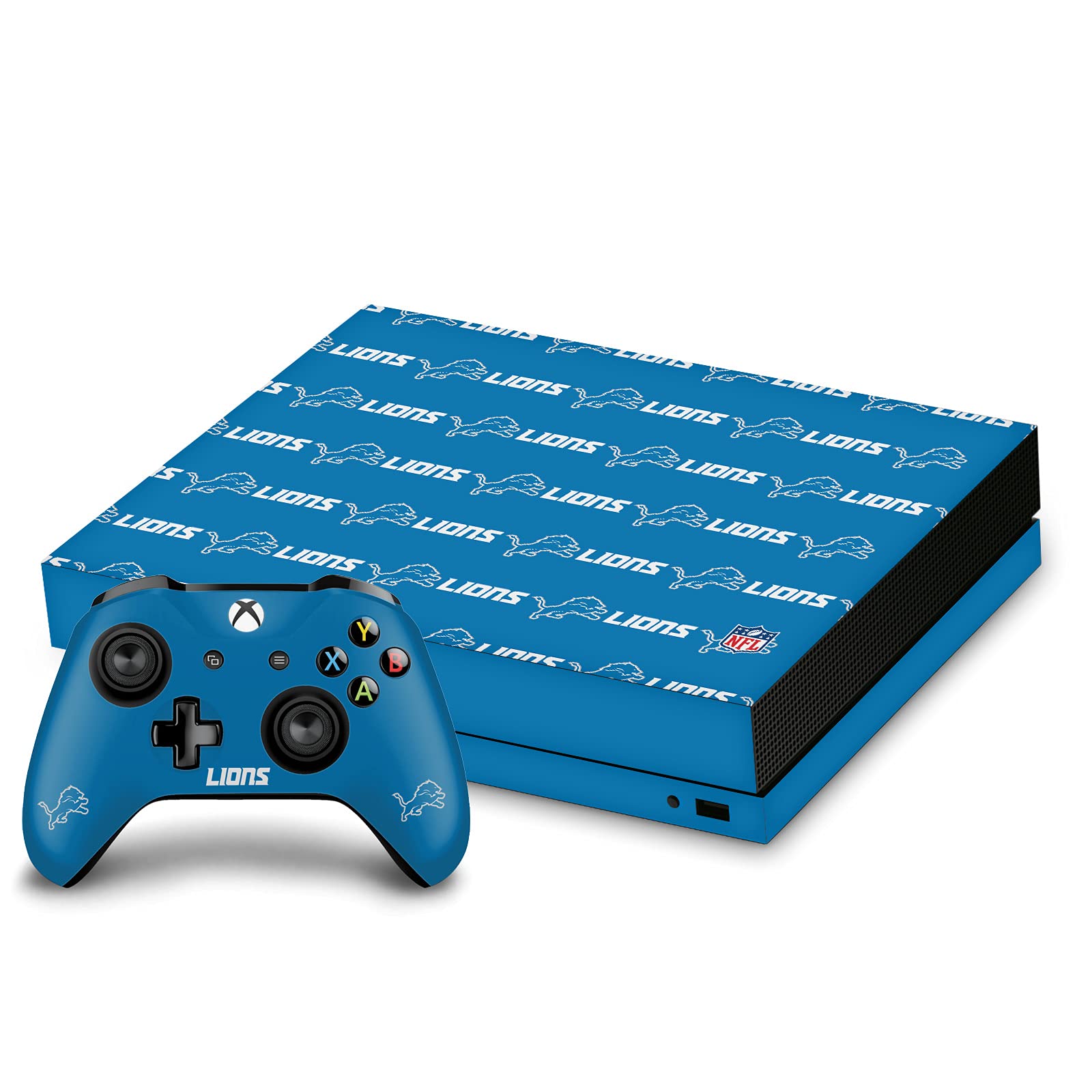 Head Case Designs sous Licence Officielle NFL Logo Detroit Lions Vinyle Autocollant De Jeu Peau Autocollant Couverture Compatible avec Xbox One X Console and Controller Bundle