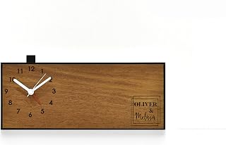 Modern Alarm Clock - Laser Engraved Wood Clock - Analog - No Ticking - Custom Name - Wedding Gift - Bedroom decor - Mid Century - Bedside