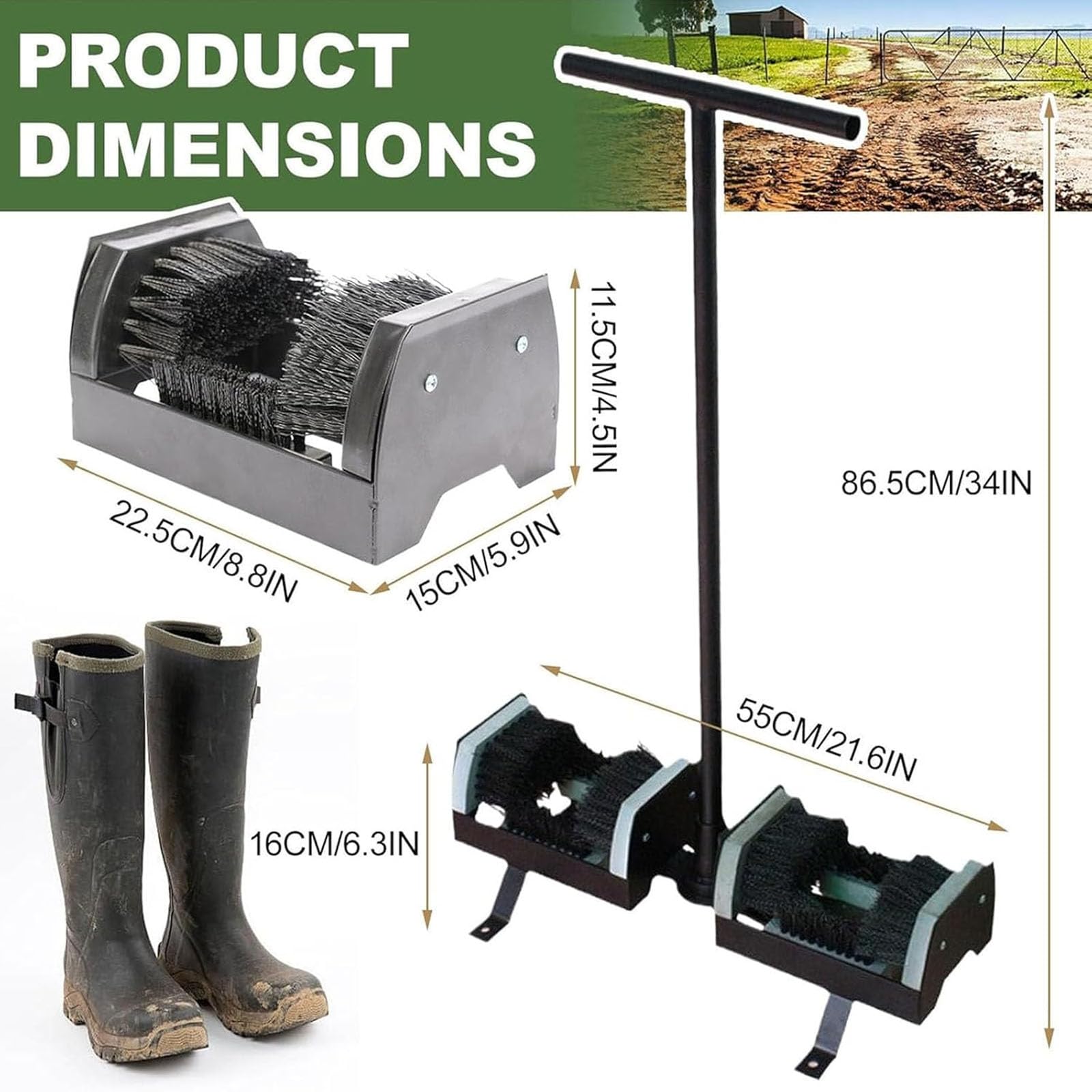 Herramienta Limpiadora De Barro Para Botas, Cepillo De Limpieza De Zapatos De Golf Con Soporte Y Mango, Limpieza Rápida De 360°, No Requiere Agacharse Ni Quitarse Los Zapatos, Acero Inoxidable,
