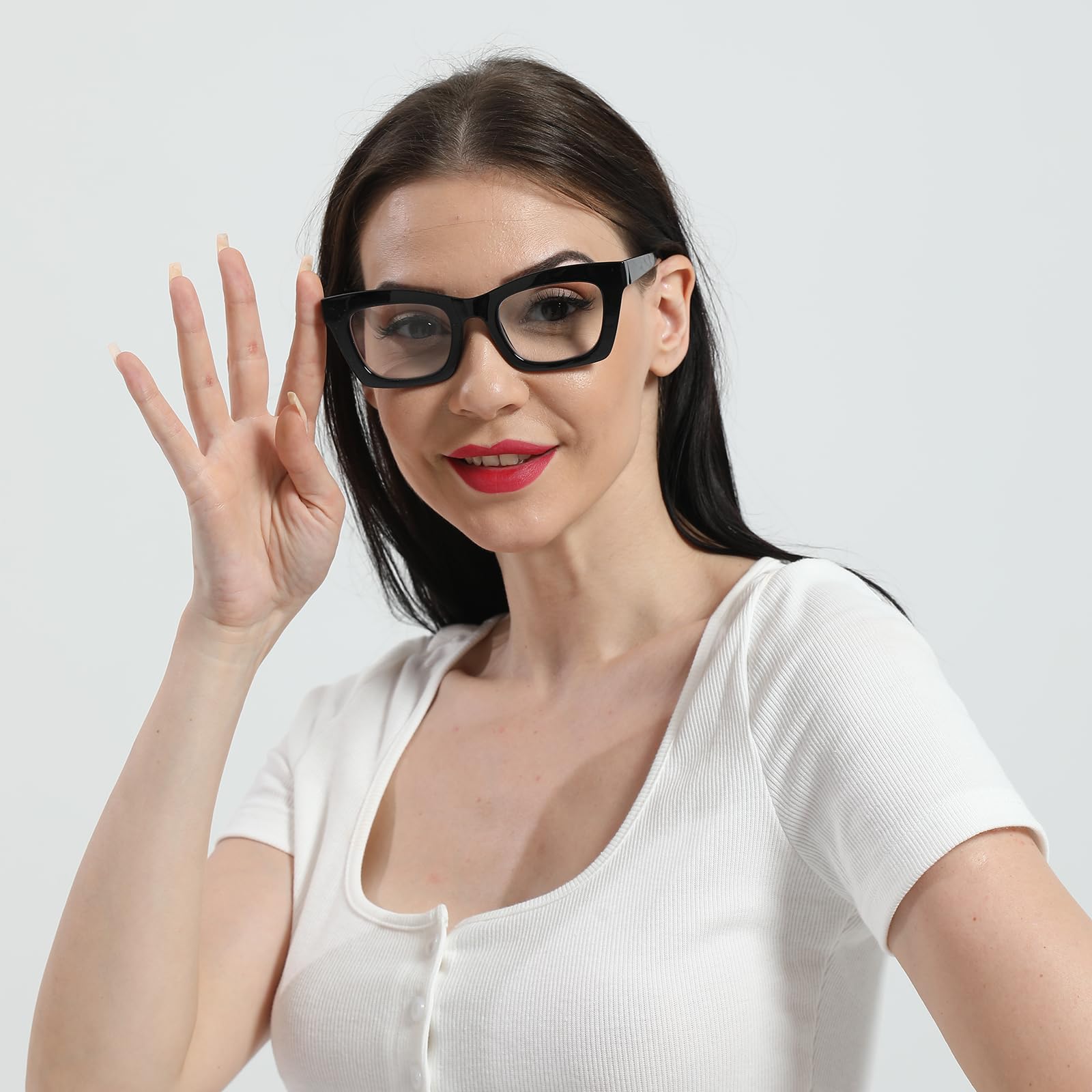 MMOWW 3 Pack Oversized Reading Glasses for Women Square Frame Fashion Style Readers Blue Light Blocking Reading Glasses (Black+Tortoiseshell Tea+Grey Tortoiseshell - Image 3