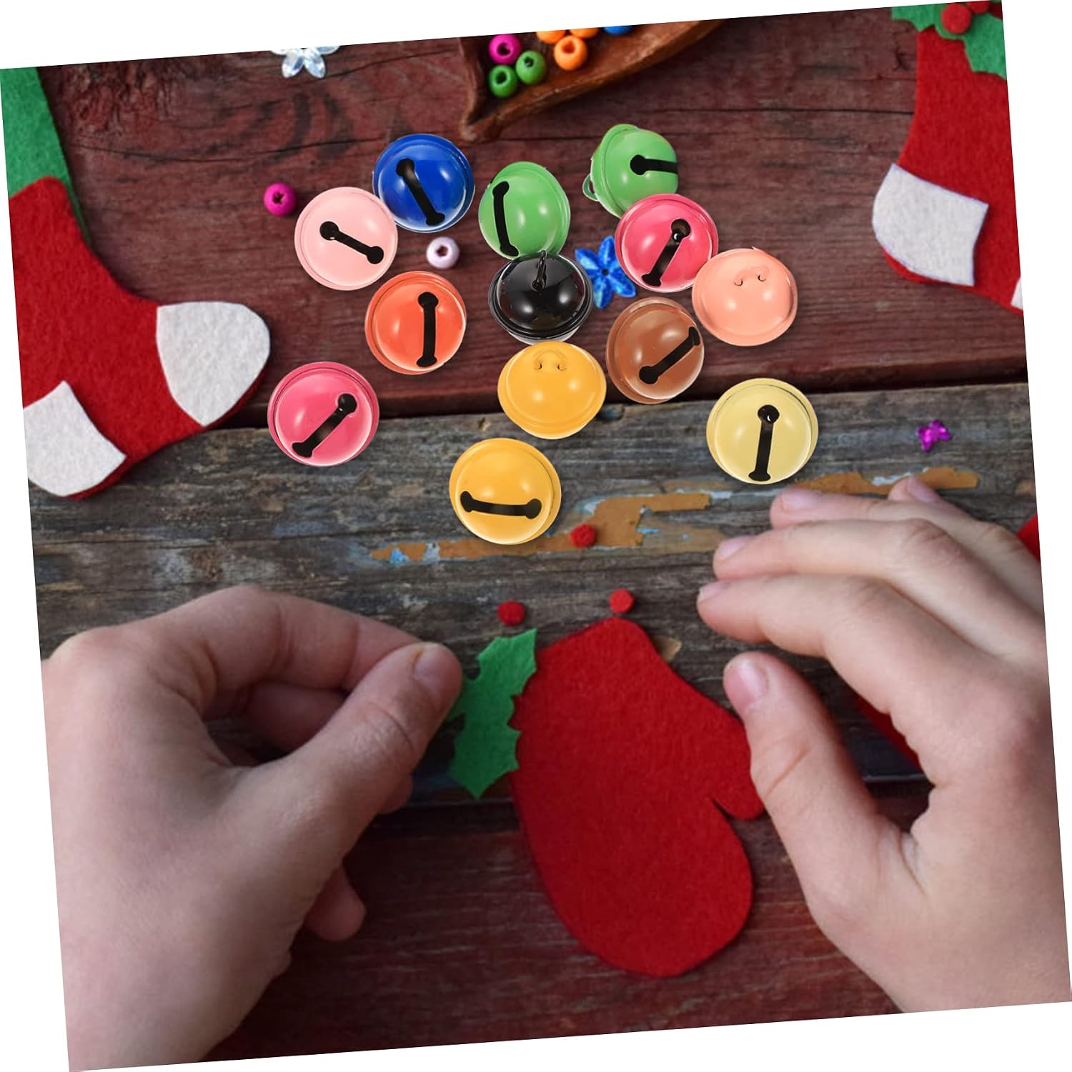 ABOOFAN 160pcs Craft Bells Wear-Resistant DIY Jingle Bells for Christmas Tree Wedding and Party Decorations Vibrant Multi-Color for Creative Projects