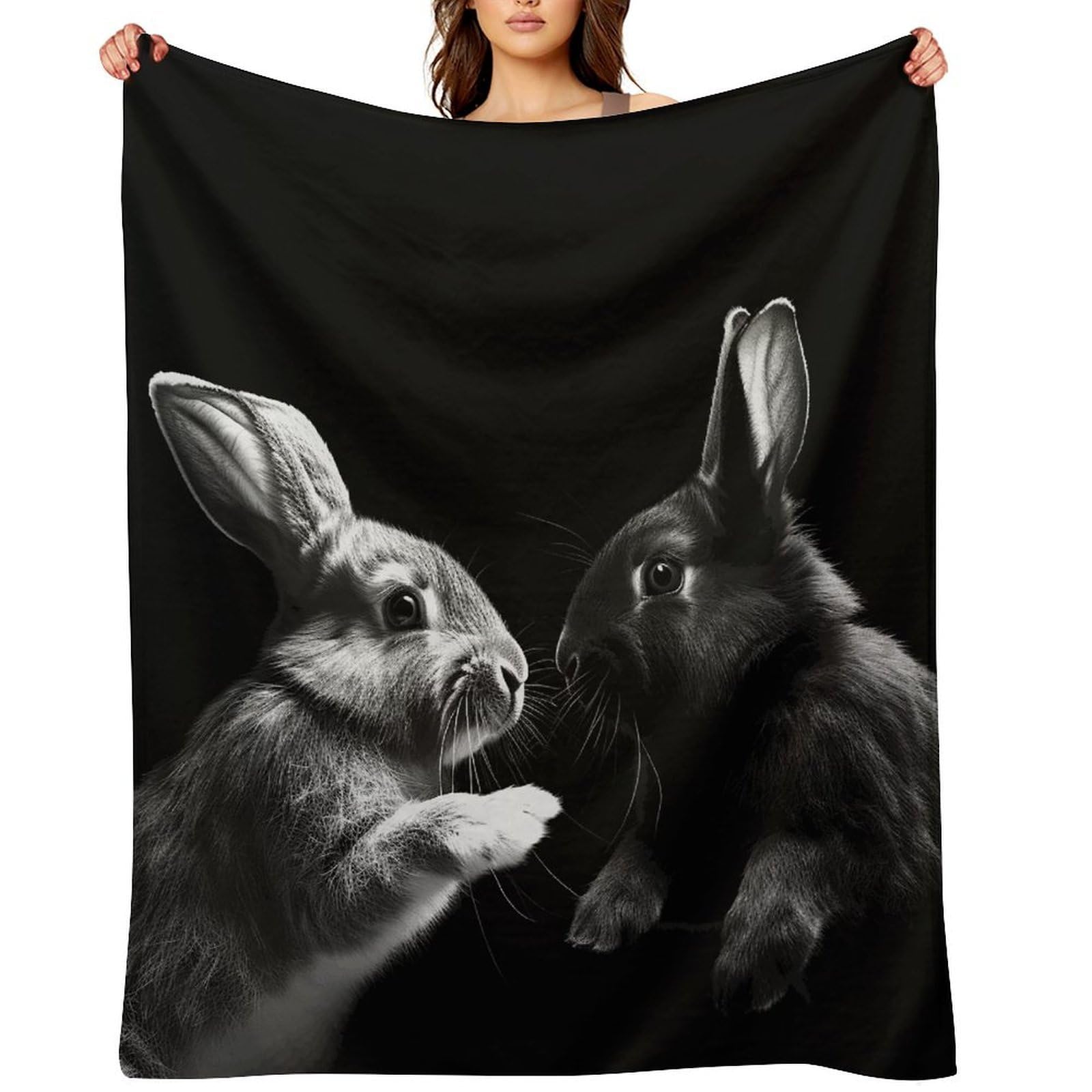 Fekiloot Style Give Rabbit Clip Art Throw Blankets Camping Blanket50 X60