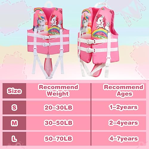 Miniatura 10 de Chaleco de natación para niños pequeños, flotador de piscina para niños, flotador de natación para niños de 20 a 70 libras, chaleco flotante para