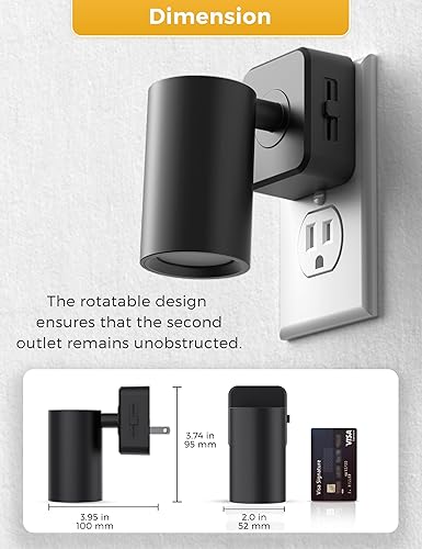 Miniatura 7 de L LOHAS LED Luces nocturnas enchufables a la pared, paquete de 2 luces de punto para interiores con sensor de luz, luz nocturna enchufable, brillo