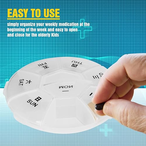 Miniatura 4 de Organizador semanal de píldoras, pastillero limpio de 7 días, pastillero diario, farmacia de bolsillo de viaje portátil, pequeño contenedor de