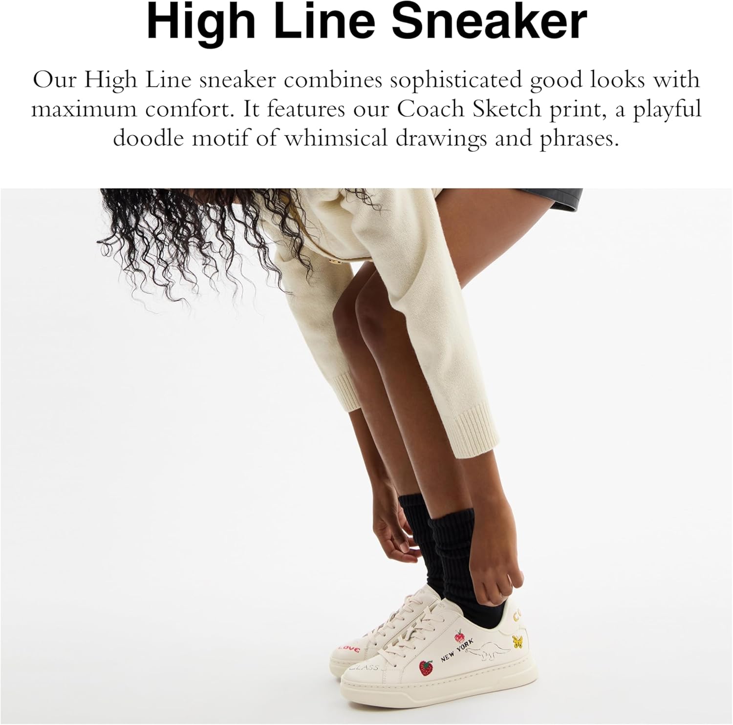 Amazon | Coach レディース ハイラインスニーカー, チョーク