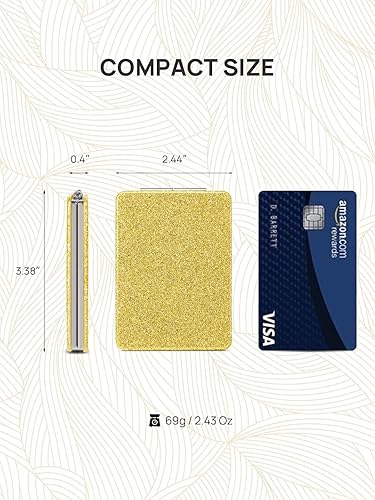 Miniatura 3 de OMIRO Espejo compacto, piel sintética con purpurina de aumento 1X3X, ultra portátil para bolsos, 2.4 pulgadas de ancho x 3.4 pulgadas de largo