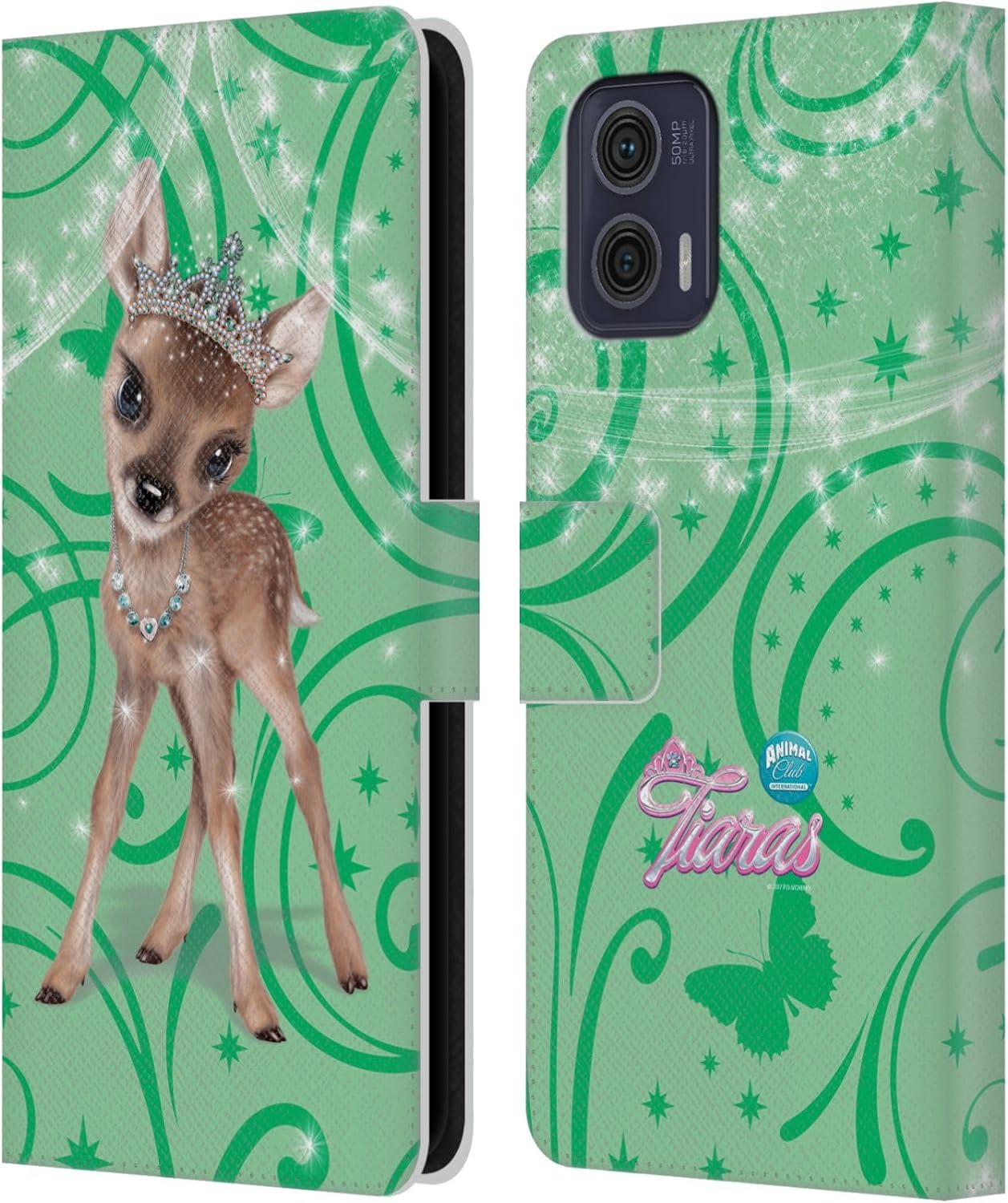 Head Case Designs Officially Licensed Animal Club International Fawn Pet Royalties Leather Book Wallet Case Cover Compatible with Motorola Moto G73 5G