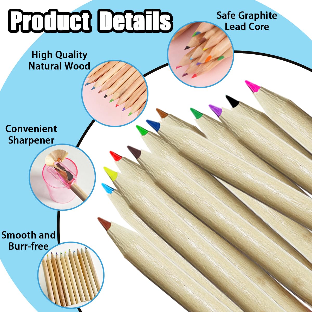 XingyLi 16 Pack Mini Cartoon Coloured Pencils in 12 Colours, Portable Colouring Pencils with Sharpener, Pre-Sharpened - Image 3