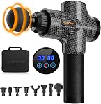 Gun de massage puissant Portable Massage Gun avec 30 Régimes 8 Têtes de masseur, Gun silencieux de moteur haute vitesse, LCD Écran, étui, cadeau pour hommes femmes