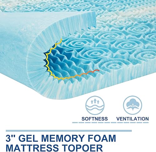 Miniatura 2 de SINWEEK Cubrecolchón de 3 pulgadas de espuma viscoelástica de 5 zonas para aliviar la presión, certificado CertiPUR-US, tamaño individual