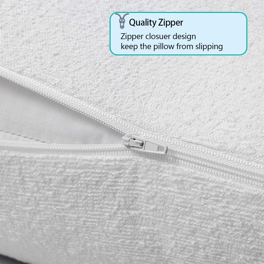 Bedecor Fundas de Almohada de Algodón 40x80cm, Juego de 2 Protectores de Almohada Impermeable y Transpirable Hipoalergénica, Blanco