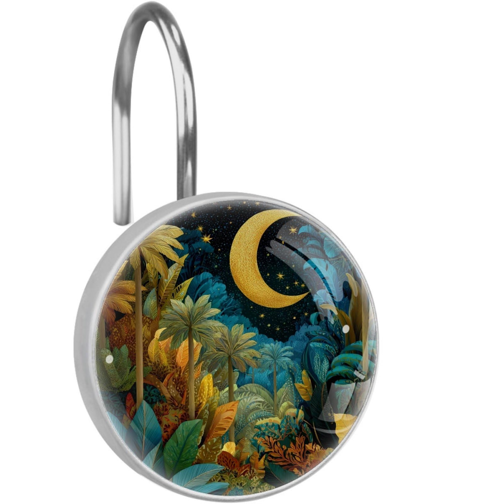 VAPOKF Shower Curtain Hooks, 12PCS Forest Moon Shower Curtain Hook for Bathroom Decors Home Bedroom