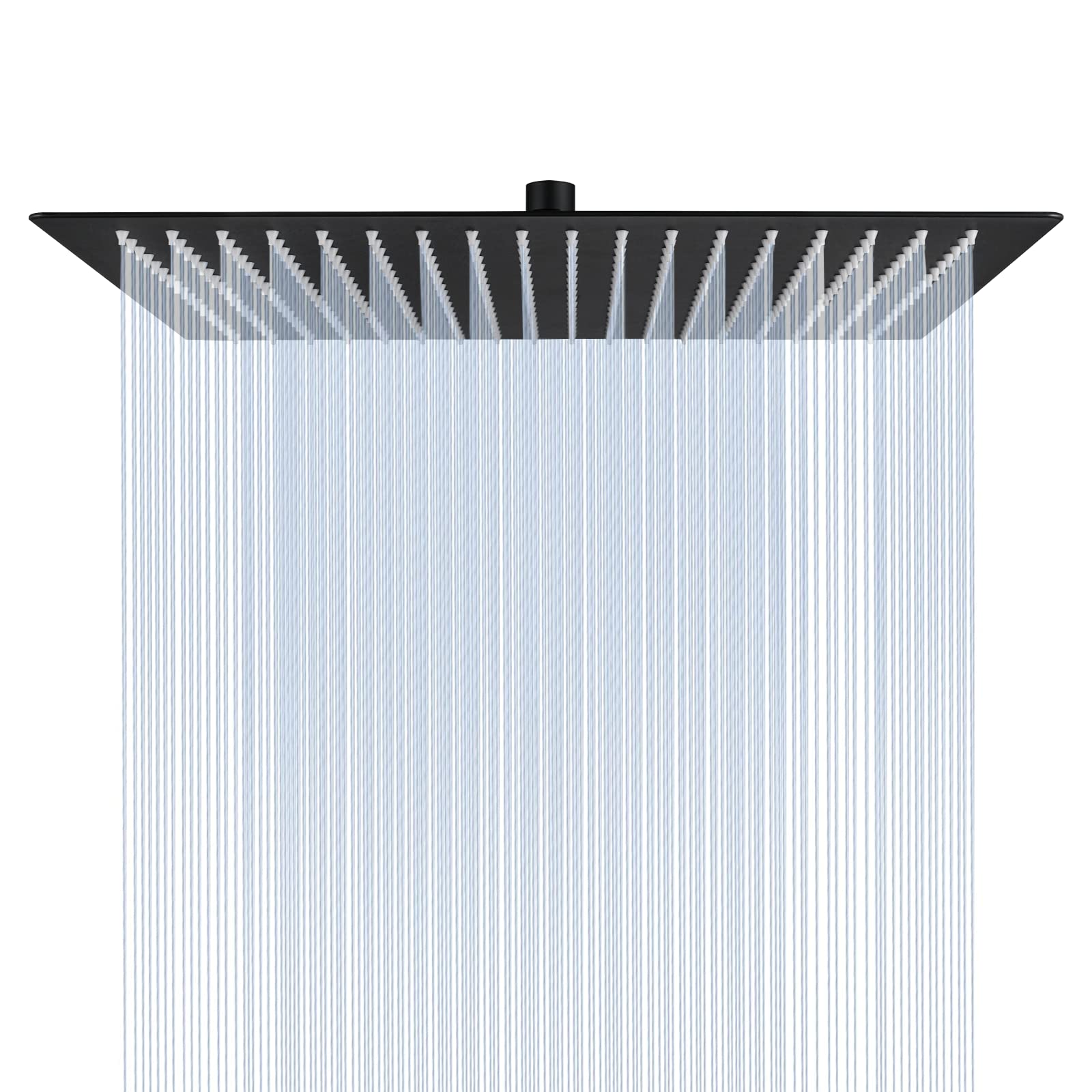 Photo 1 of Derpras 16 Inch Square Rain Shower Head, 304 Stainless Steel, Ultra Thin High Pressure Bathroom Rainfall Showerhead (Matte Black) (324 Jets)