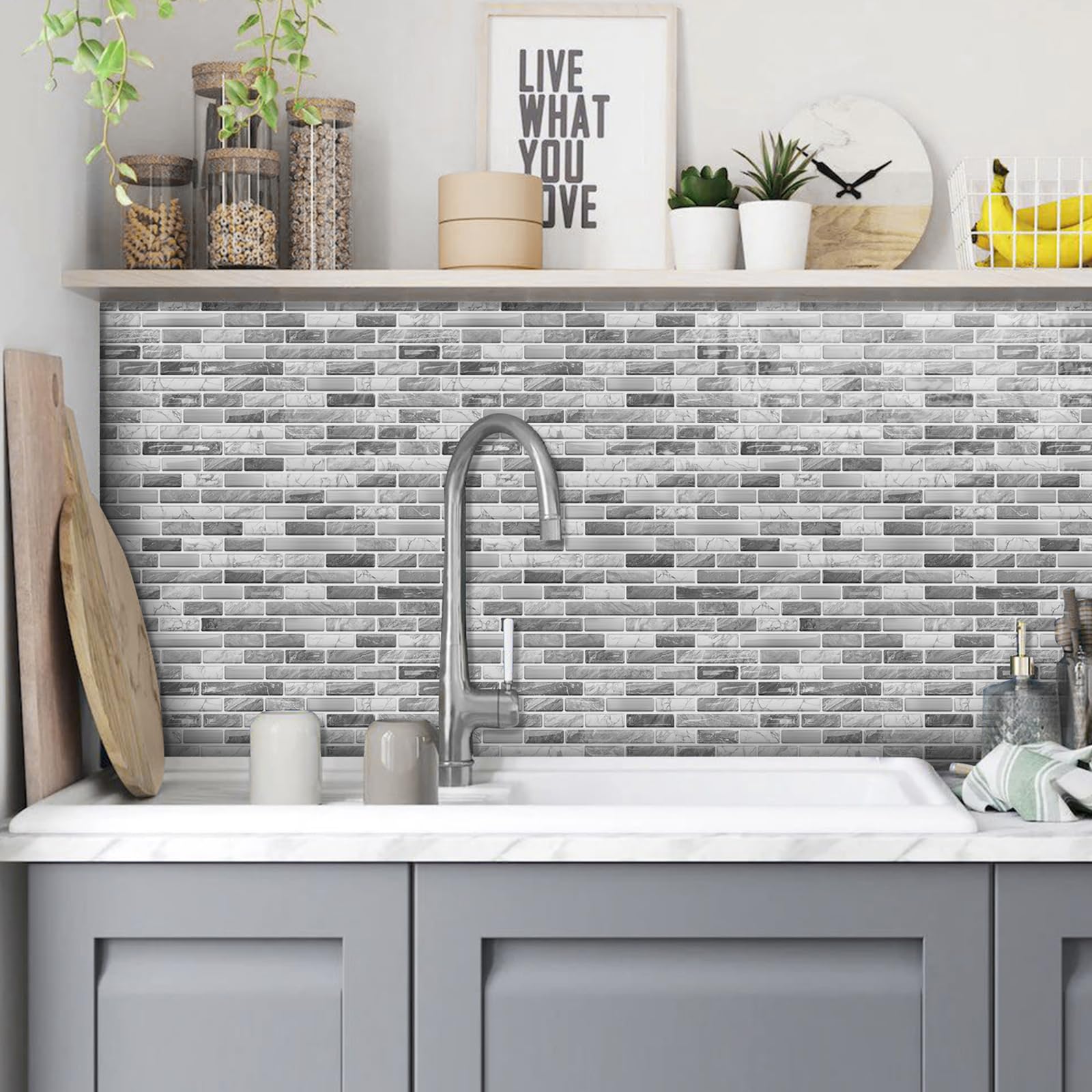 Piastrelle in ceramica 3D, 10 pezzi, 30,5 x 30,5 cm, autoadesive, pannelli da parete 3D, per cucina, bagno, parete (tipo E)