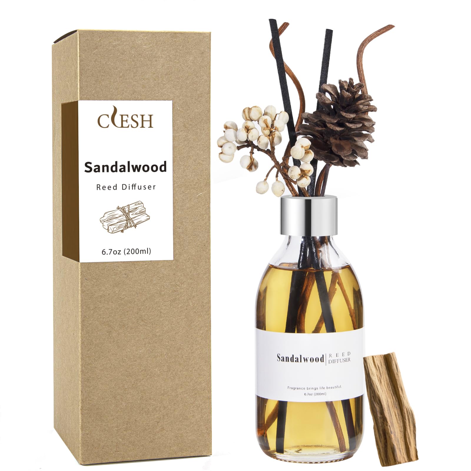 Photo 1 of Clesh Reed Diffuser Set - 6.7 oz Sandalwood Scent
