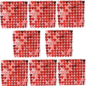 Heart Shaped Shimmer Sequin Wall Panel with Clear Grid Panel Sequin Backdrop Wedding Valentine Party Photo Booth Decoration