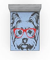 Vista 115 de Ambesonne - Sábana bajera ajustable multicolor, en colores y tres tamaños Azul y gris