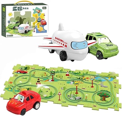 Miniatura 2 de Juego de rompecabezas de autos de pista 2023, vehículo de juguete y tablero de rompecabezas de plástico de ensamblaje, regalos para niños y niñas a