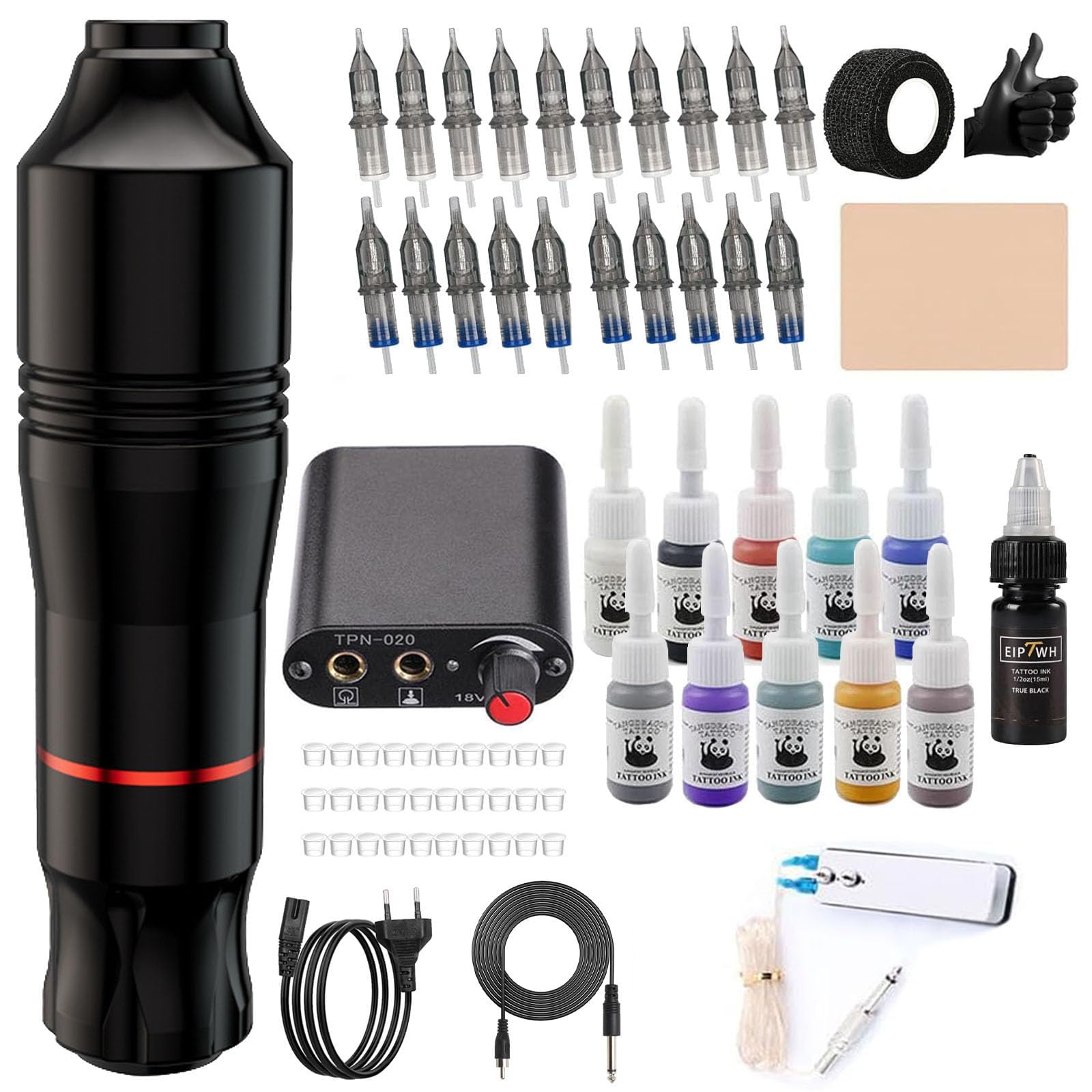 FONPOO Set di macchine rotanti, il set di penne rotanti contiene 20 cartucce, 11 inchiostri, 1 mini alimentatore, kit di macchine a penna per esercitarsi