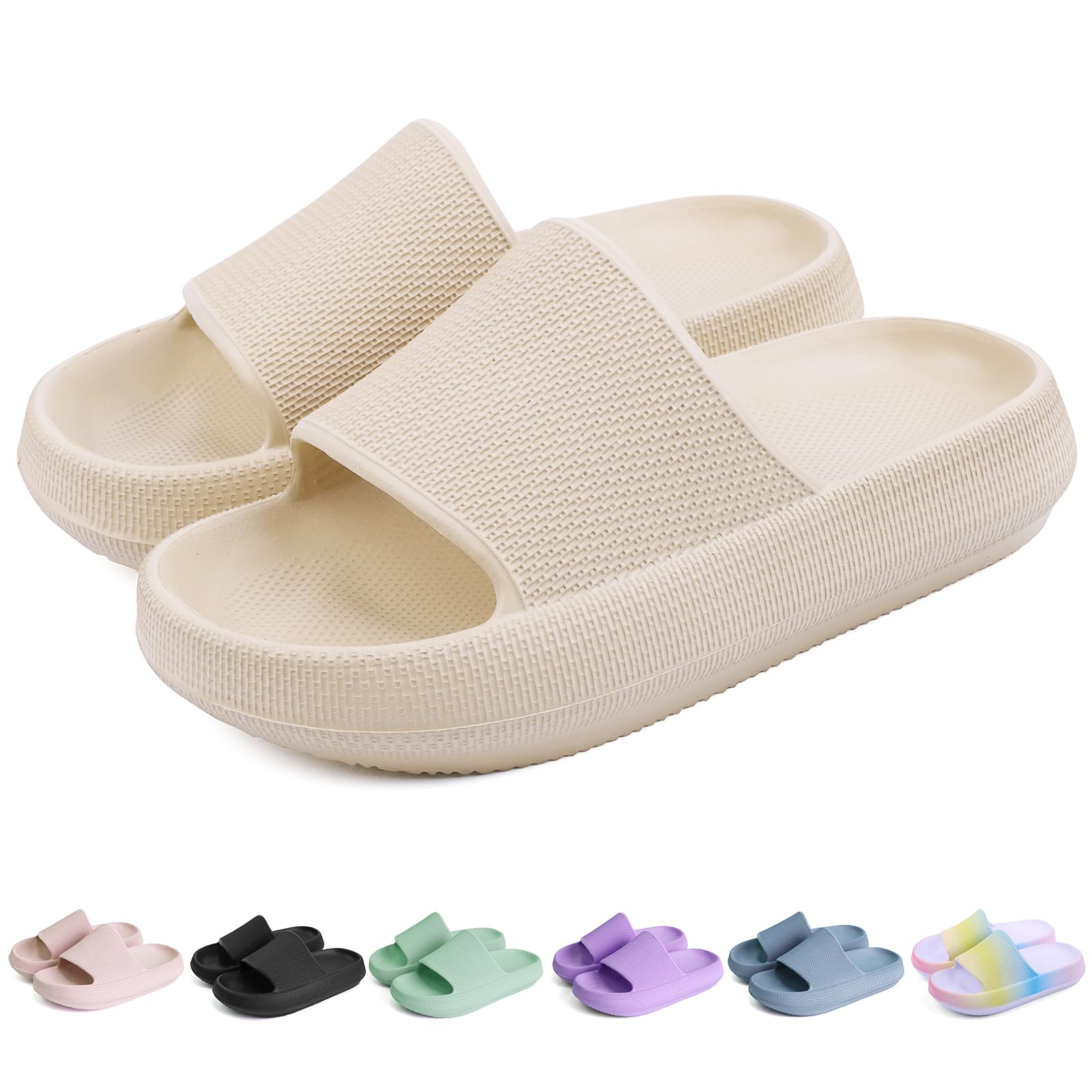FJWYSANGU Kids Cloud Slides丨Boys Girls Bathroom Shower Sandals丨Open Toe Thick Sole Slip on Slippers丨Summer Non-slip Beach Pool Shoes