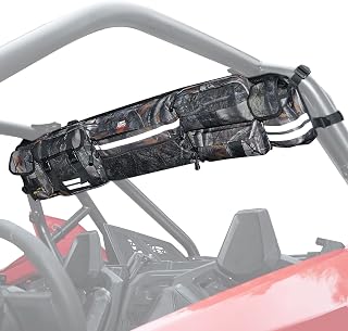 kemimoto UTV Roll Cage Organizer Camo, Upgrade Rear Storage Bag Gear bags Roll Cage Cargo with Reflective Strip Compatible with Pioneer Most Full Size UTVs