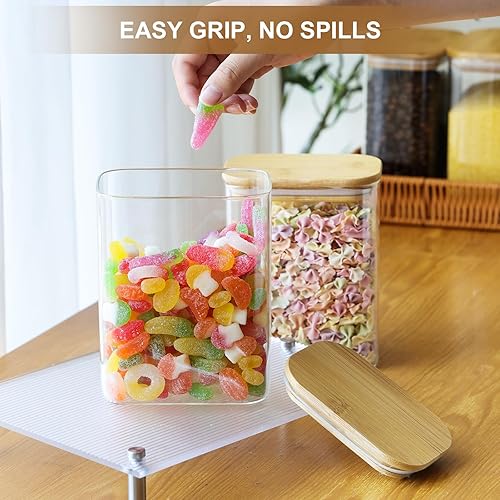 Miniatura 2 de Liuruiyu Tarros de almacenamiento de vidrio de 4.7 x 3.1 in Juego de 6, recipientes de almacenamiento de alimentos de vidrio transparente con tapa