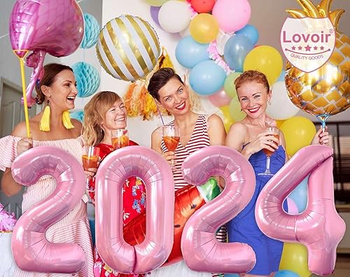 Miniatura 7 de Globo rosa bebé de 40 pulgadas, número 2024, tamaño grande, gigante, dígitos gigantes, papel de aluminio de Mylar para helio, globos de color rosa