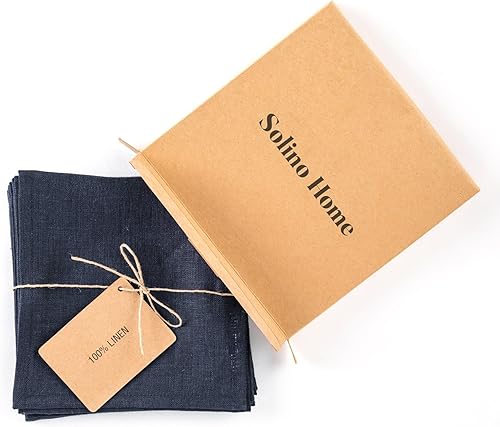 Miniatura 4 de Solino Home Servilletas de cóctel de lino de 9 x 9 pulgadas, juego de 12 unidades, servilletas de tela de lino 100% puro para posavasos, fiestas,