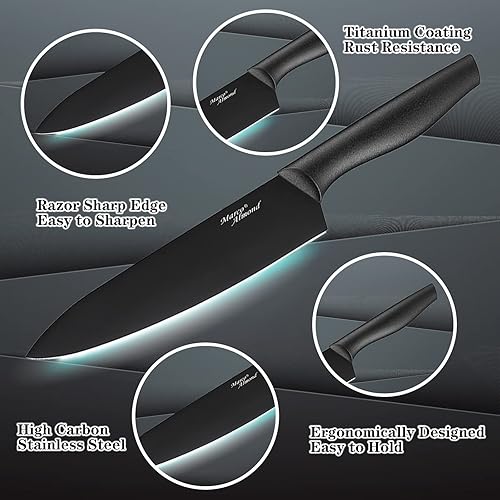 Miniatura 4 de Marco Almond KYA38 - Juego de cuchillos de cocina + cucharas de mango largo de titanio arcoíris KYA55