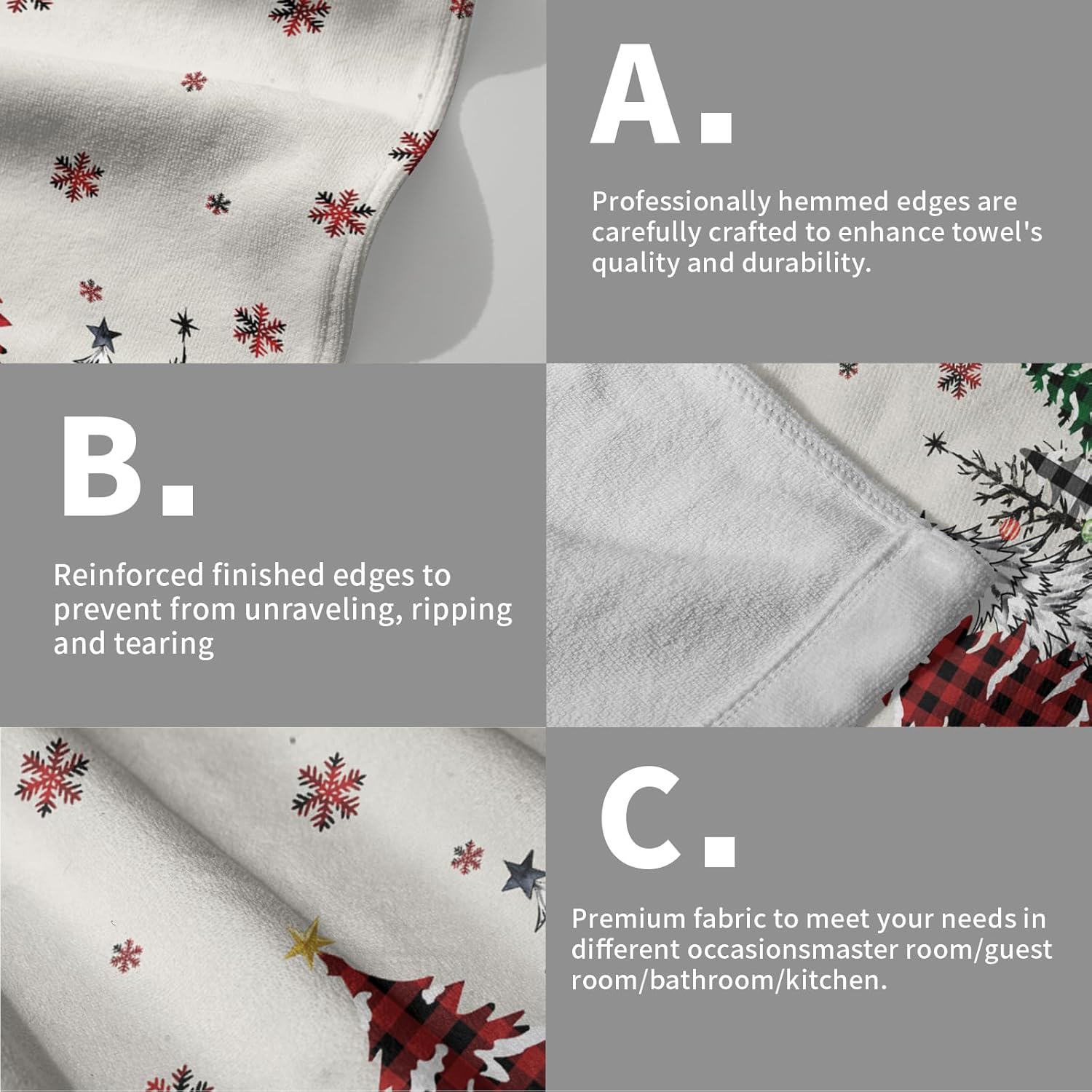 Merry Christmas Hand Towel 28x14in Christmas Tree Hand Towel Set of 2 Merry Christmas Snowflake Fingertip Towels for Bathroom Winter Xmas Holiday Absorbent Towel for Home Hotel Spa Gym Decorations - Image 5