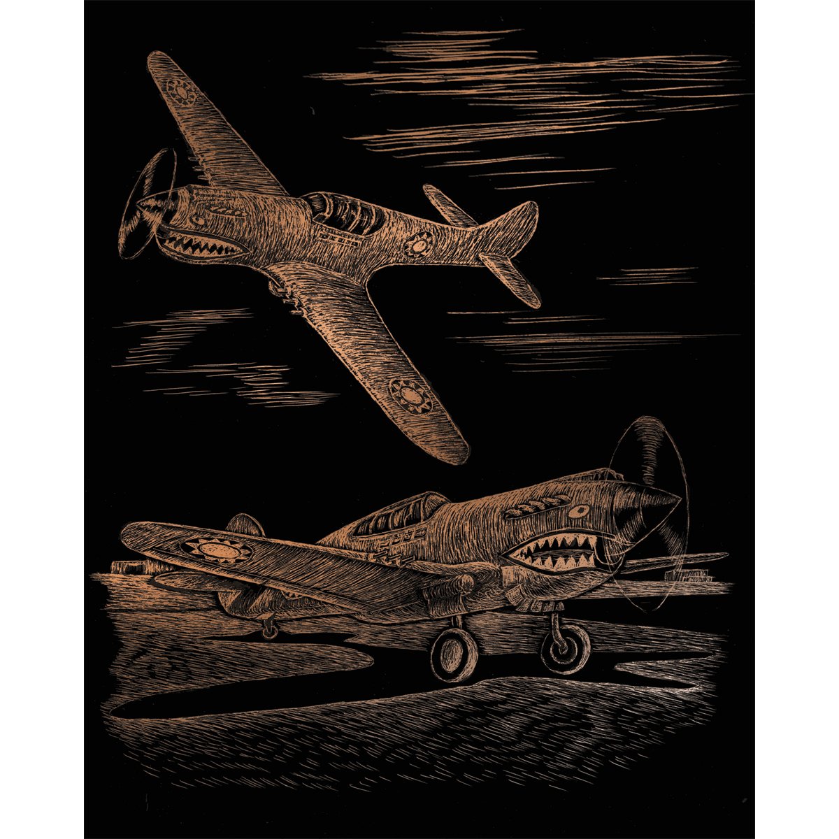 Royal & LangnickelCopper Engraving Art A4 Size WW II Fighter Designed Painting Set