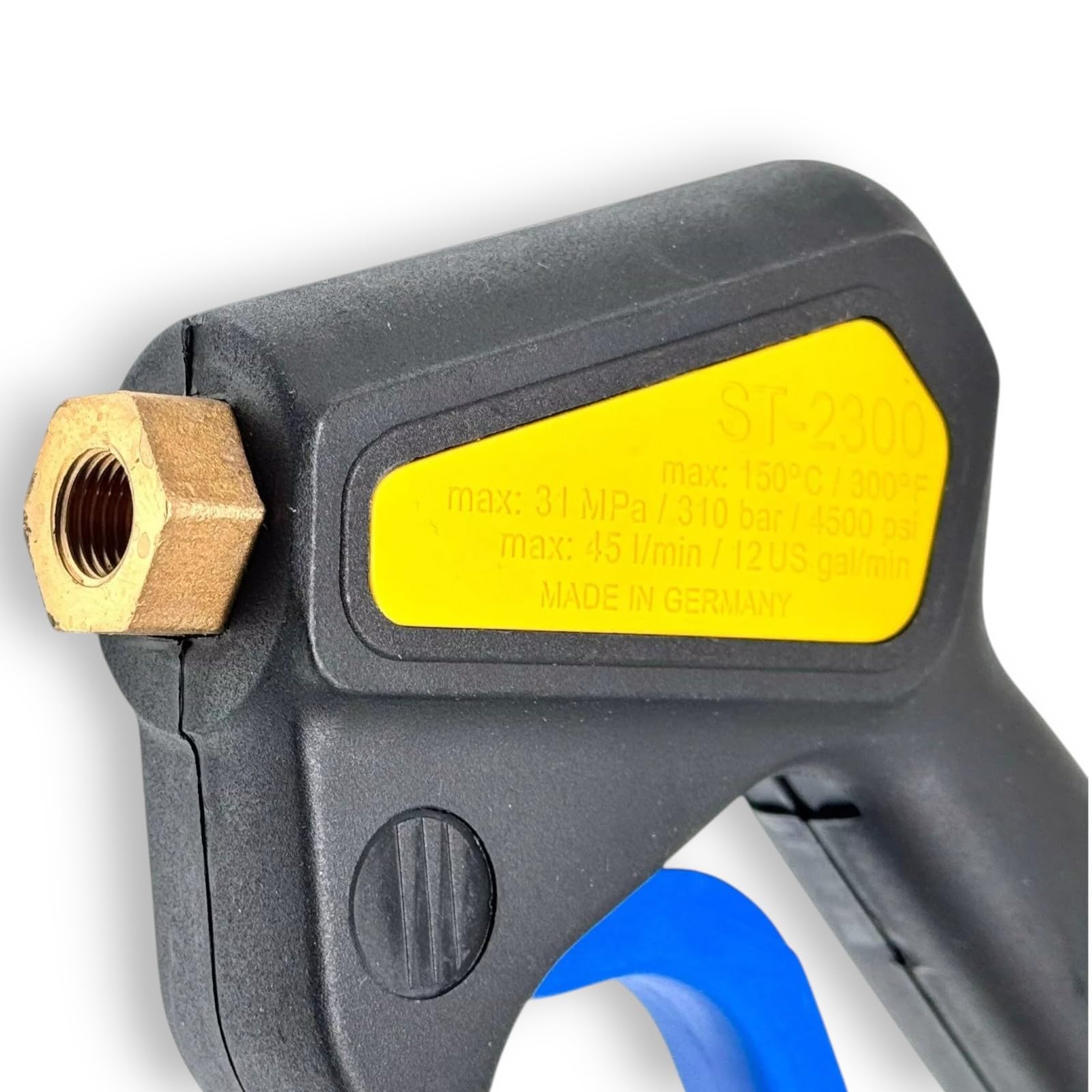 M&M Smartek Pistola de alta presión ST-2300 – Entrada 3/8" IG, salida 1/4" IG – Máx. 310 bar / 4500 psi – Hasta 150 °C – 45 l/min – Accesorios profesionales para limpieza a presión