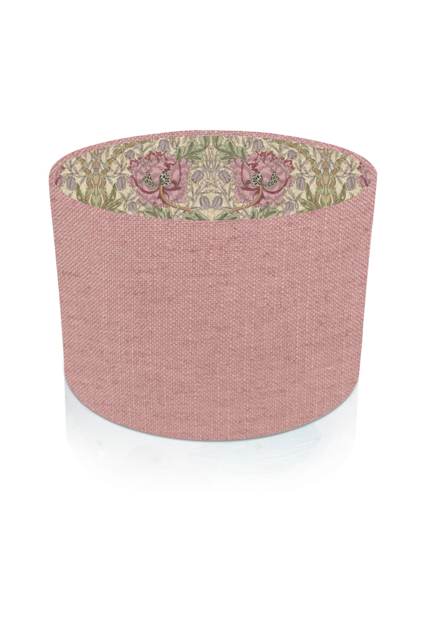 Kushade Pink And Green 40Cm (Diameter 16" X Height 10") Florenzo Pink With William Morris Honeysuckle Rose Interior Ceiling Lamp Shade