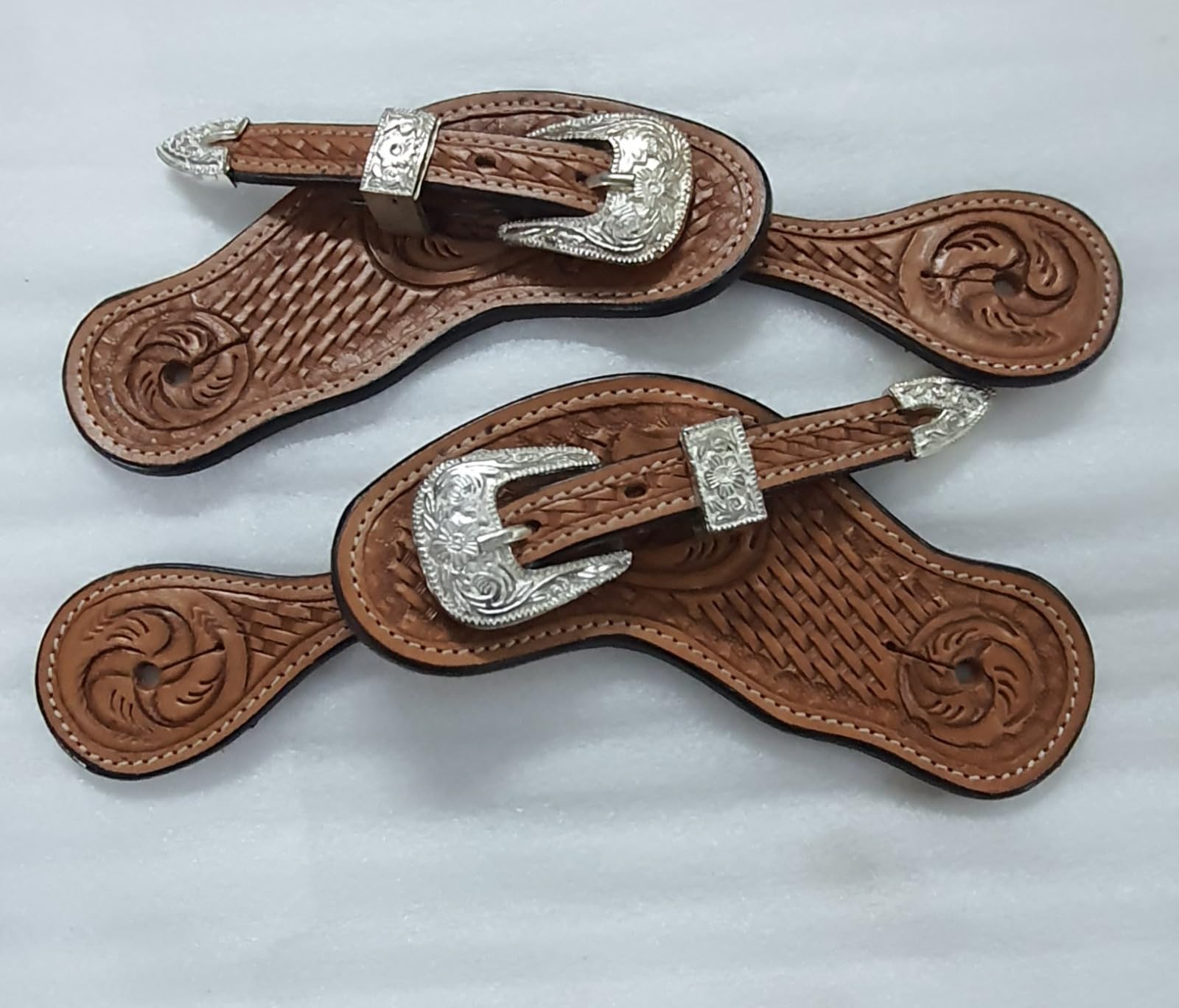 Sporenriemen aus Leder für Reiter, Westernstiefel, Set mit 2 Stück, Einzelzahnstiefel, Ausrüstung für Damen und Herren, Braun