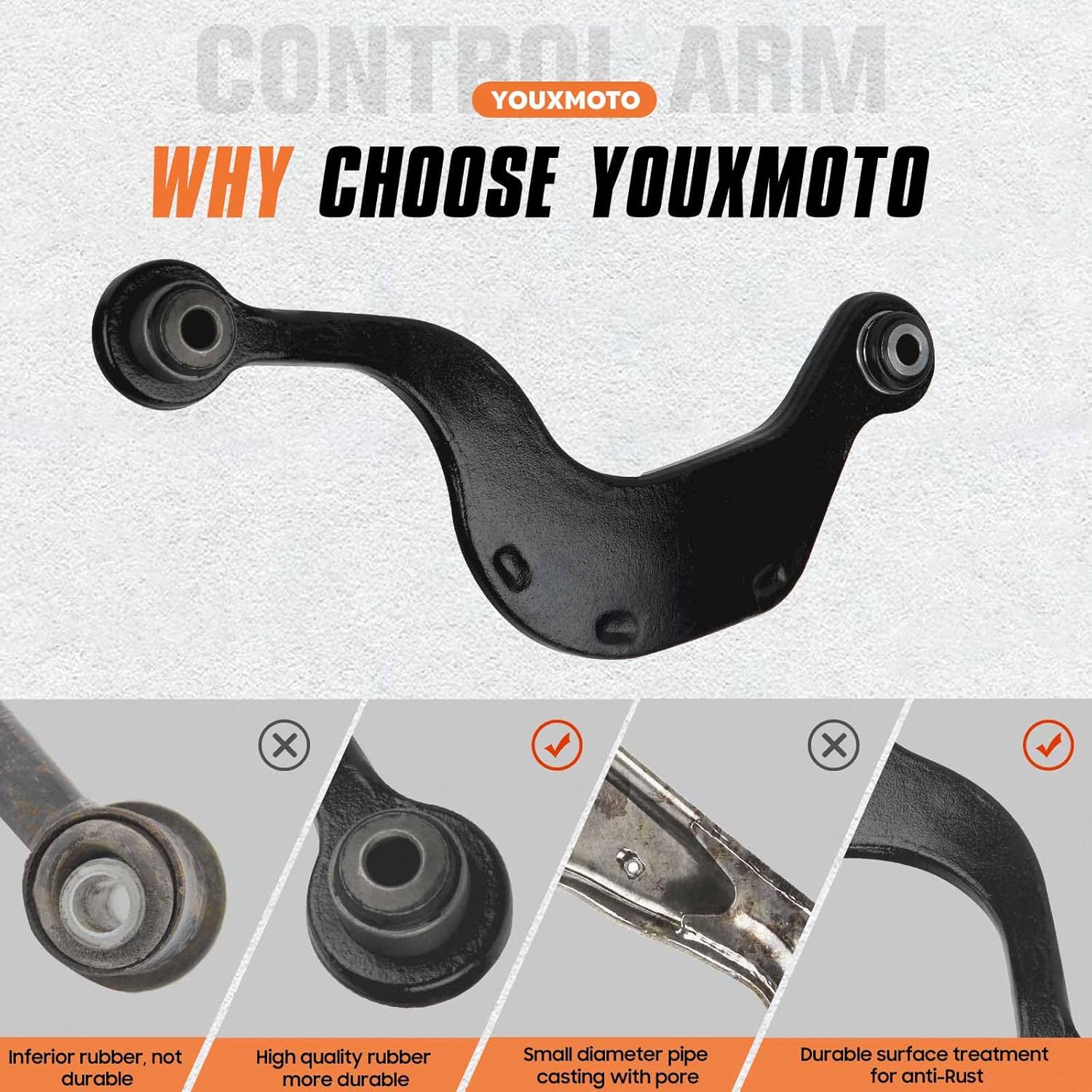 6PCS Rear Upper + Forward Lateral + Rearward Control Arms Suspension Kits Fits for Buick Enclave 2008-2017, for Chevrolet Travers 2009-2017,for GMC Acadia 2007-2016, for Saturn Outlook 2007-2010